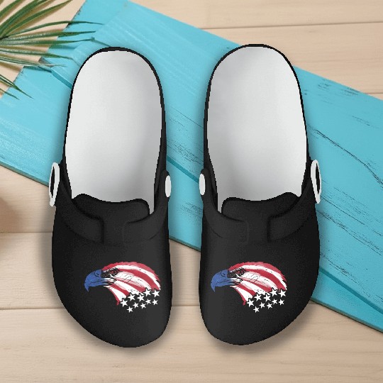 Bald Eagle US Flag Colors Patriotic 4th Of July Slip On Clogs