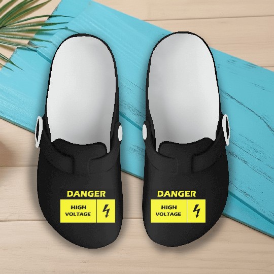 Danger Electrical Hazard Yellow warning Label Slip On Clogs