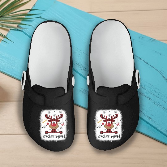 Bleached Teacher Squad Reindeer Funny Teacher Slip On Clogs