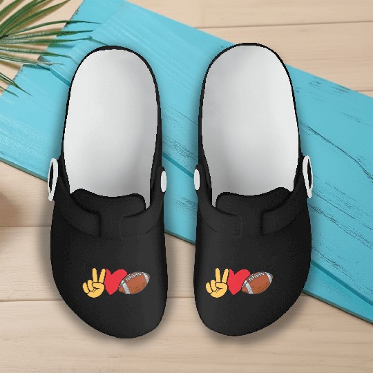 Peace Love Football For Lovers American Football Slip On Clogs