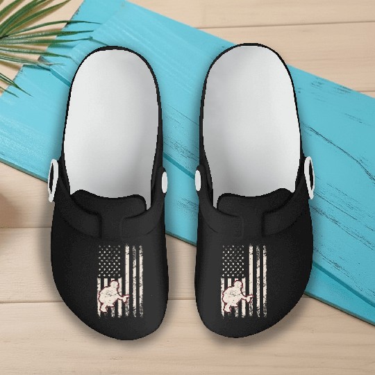 Baseball Catcher USA Flag Patriotic American Flag Slip On Clogs