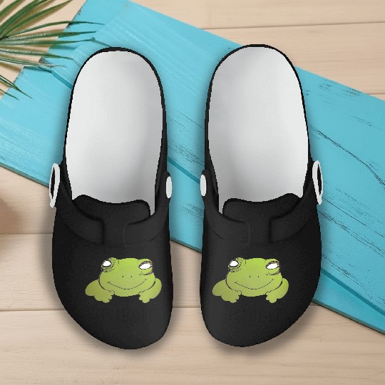 Froggy Fog "Ribbit" Funny Frog Slip On Clogs smiling rep