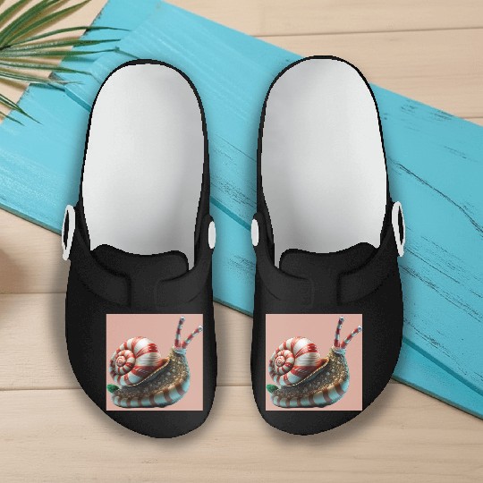 Candy Cane Christmas red and white striped Snail Slip On Clogs