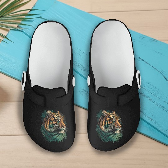 Green Tiger Slip On Clogs