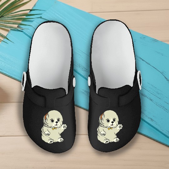Cute Gray Puppy Funny Dog Pet Lover Gift Ideas Slip On Clogs