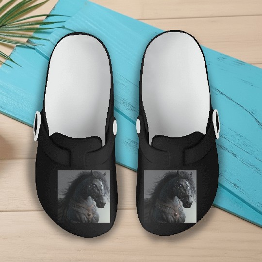 Chaos fantasy beast black horse Slip On Clogs