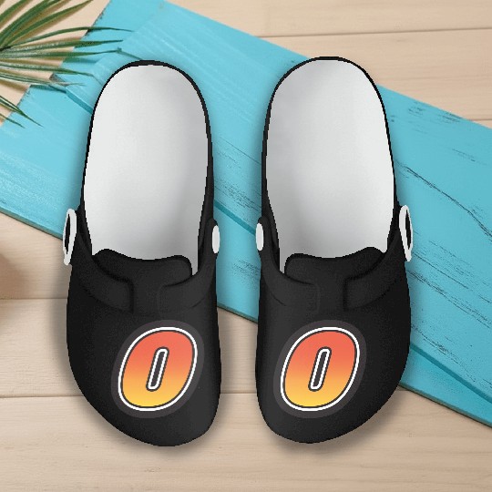 Number Zero 0 Gradient Yellow Orange 3 Stroke Slip On Clogs