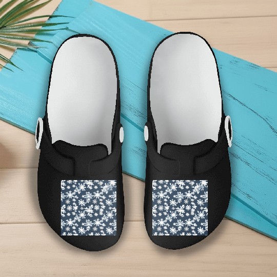 Snow pattern on navy blue background Slip On Clogs