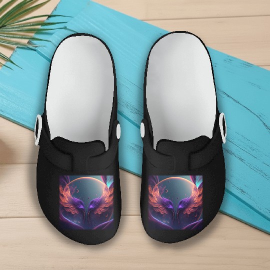Flaming phoenix wings Slip On Clogs