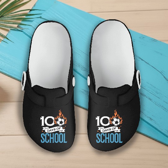 100 Days Of School Soccer Football Athletic Slip On Clogs