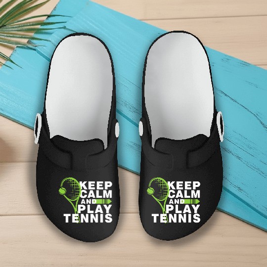 Keep Calm and Play Tennis Slip On Clogs