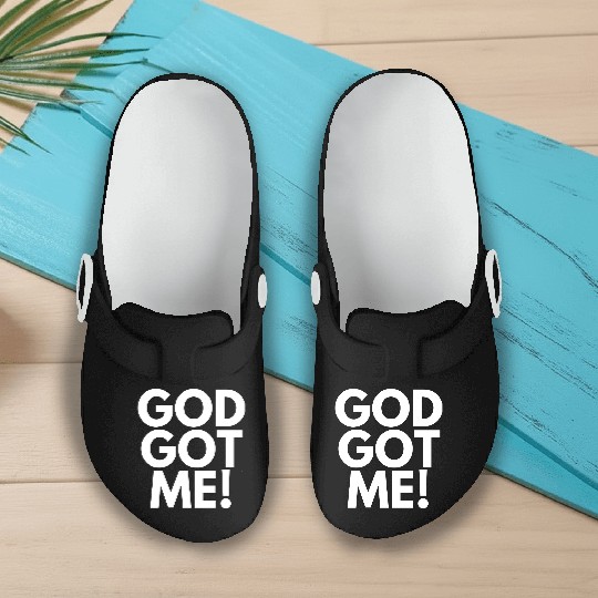 God Got Me, Christian, Quote Slip On Clogs