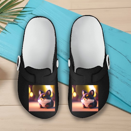 dog mom cuddling puppy Slip On Clogs