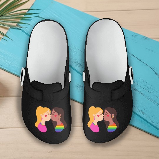 lesbian lgbtq pride valentine day 2022 valentines Slip On Clogs