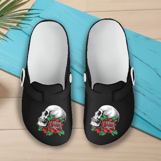 CA SKULL AND ROSES Slip On Clogs
