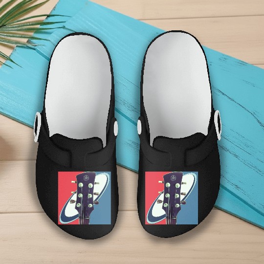 Red White Blue Rock and Roll Themed Guitar Slip On Clogs
