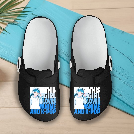 This Girl Loves Anime And Kpop Cute Manga Girl Slip On Clogs