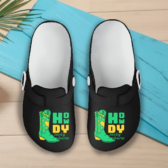 Howdy Lucky Charm St Patrick Day Apparel Slip On Clogs