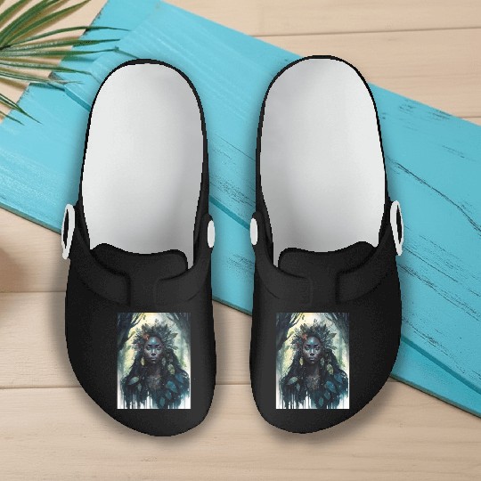Black Nature Goddess - African American, Woodland Slip On Clogs