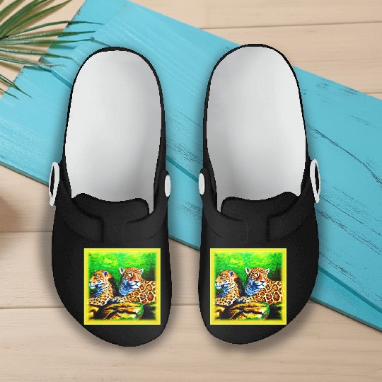 Cute Painting of The Jaguars. Buy Now Slip On Clogs