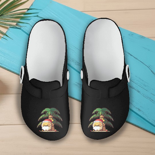Tropical Santa enjoying Summer Slip On Clogs