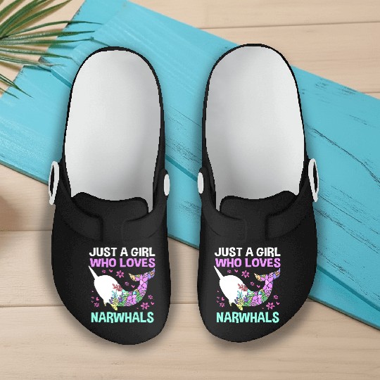 Just A Girl Who Loves Narwhals Sea Unicorn Narwhal Slip On Clogs