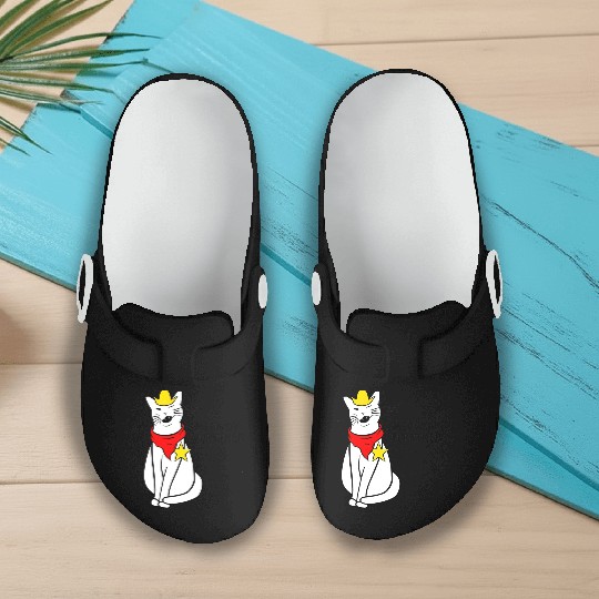 meowdy cat partner Slip On Clogs