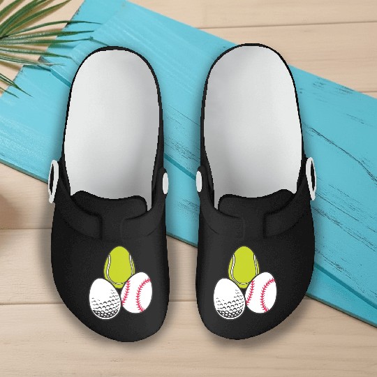 Sports Easter Egg Tennis Athletic Baseball Game Slip On Clogs