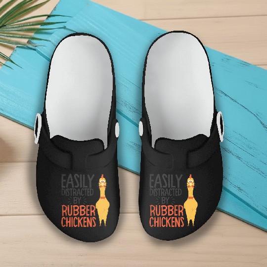 Rubber Chicken Enthusiast Loud Scream Yellow Slip On Clogs