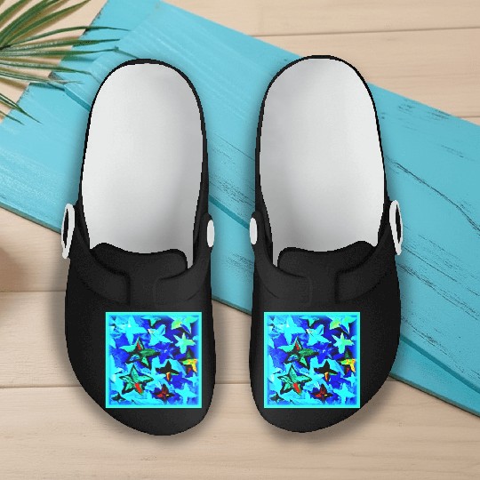 Blue Starry Night Sky Painting. Buy Now Slip On Clogs