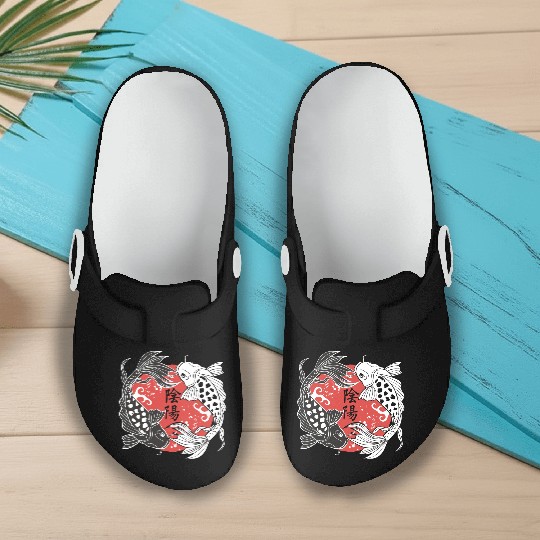 Koi Fish Yin and Yang Koi Fish Lover Gift Slip On Clogs