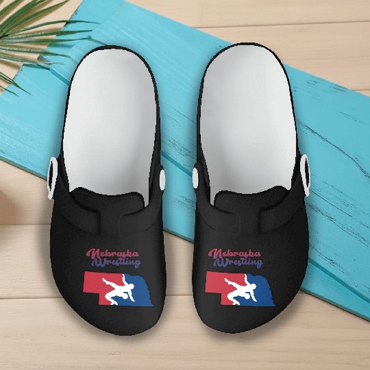 Nebraska Wrestling (USA Colors) Slip On Clogs