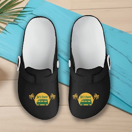 Lets Travel 2 Vacation Explore Wanderlust Relax Slip On Clogs