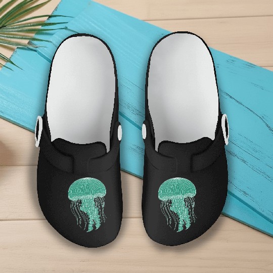 Sea life, Green Jellyfish Slip On Clogs