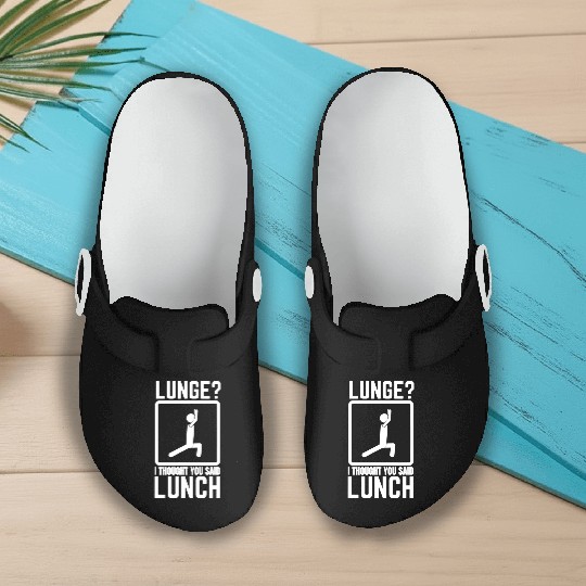 Funny Gym, Workout Top, Lunge Lunch Stick Figure Slip On Clogs