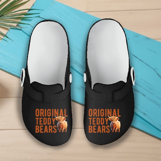 Original Teddy Bears Highland Cow Scottish Cattle Slip On Clogs