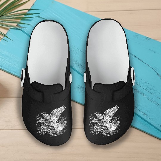 Elegant Flying Seagull Over The Water Slip On Clogs
