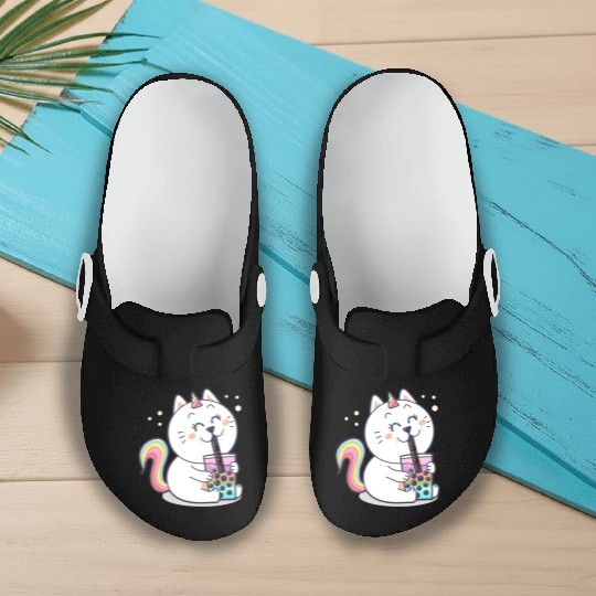 Bubble Tea Cute Kawaii Unicorn Cat Japanese Slip On Clogs