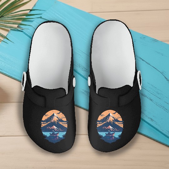 Serene Mount Fuji Sunset Peaceful River Scenery Slip On Clogs