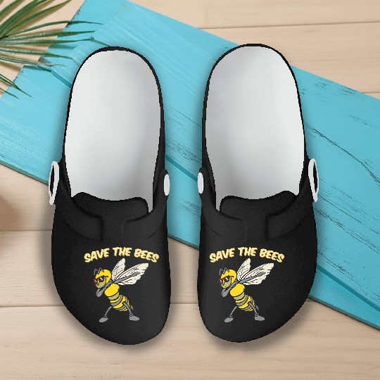 Save The Bees Slip On Clogs Dabbing Bumblebee Bee