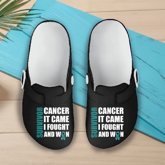 Ovarian Cancer Fight Cancer Ribbon Slip On Clogs