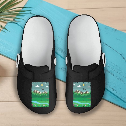 Peaceful Nature Scenery Slip On Clogs