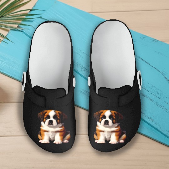 Saint Bernard Puppy Awaiting Treats Slip On Clogs