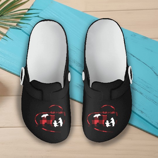 Mama Bear 3 Cubs Red Buffalo Plaid Heart For Mom Slip On Clogs