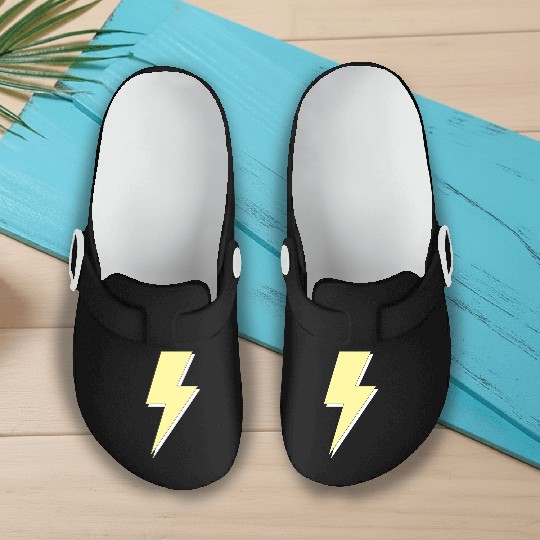 Aesthetic Pastel Yellow Lightning Bolt Slip On Clogs