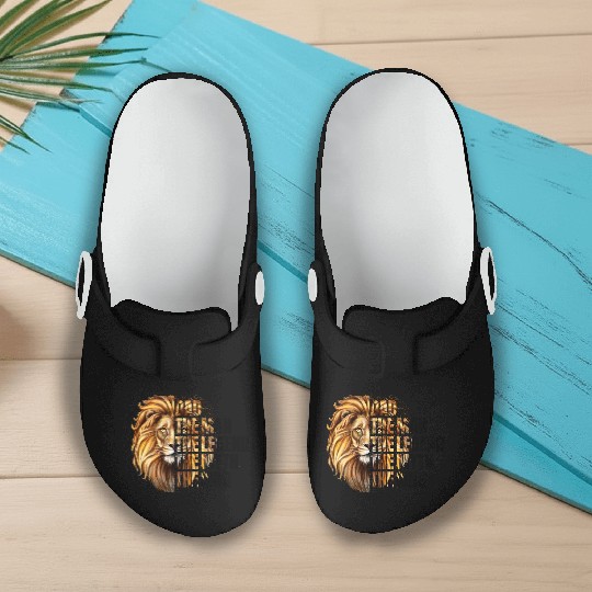 Dad the Man the Legend Leopard Lion Png Slip On Clogs
