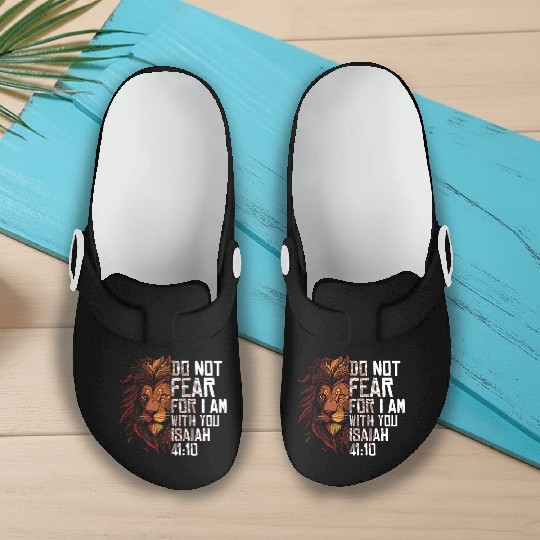 Christian Religious Bible Scriptures Sayings Lion Slip On Clogs