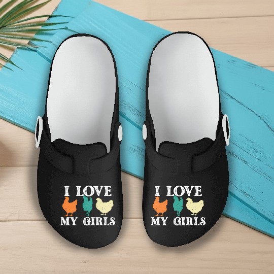 I Love My Chicken Farm Animal Farmyard Slip On Clogs
