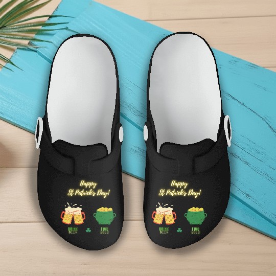 Happy Saint Patrick s Day Drink Beer Find Gold Slip On Clogs