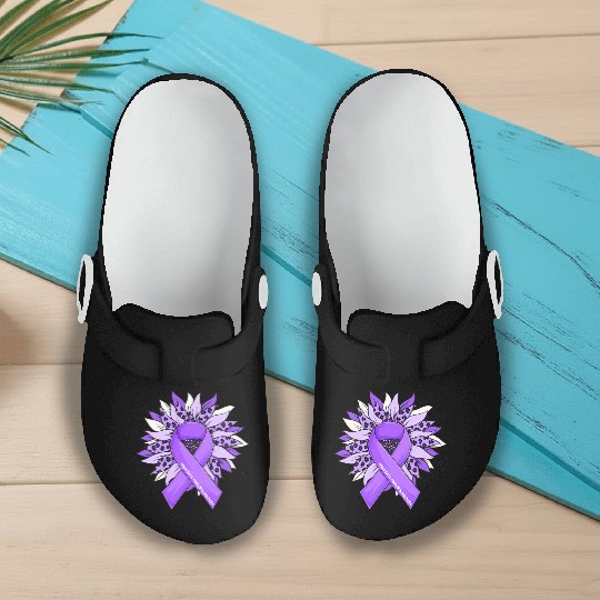 Pancreatic Cancer Sunflower Pancreatic Cancer Slip On Clogs